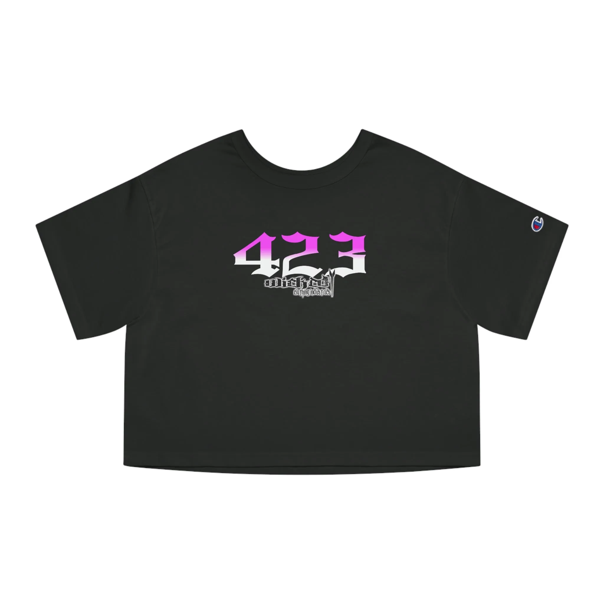 423 Hot Pink & White/ Cropped T-Shirt