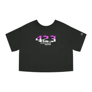 423 Hot Pink & White/ Cropped T-Shirt