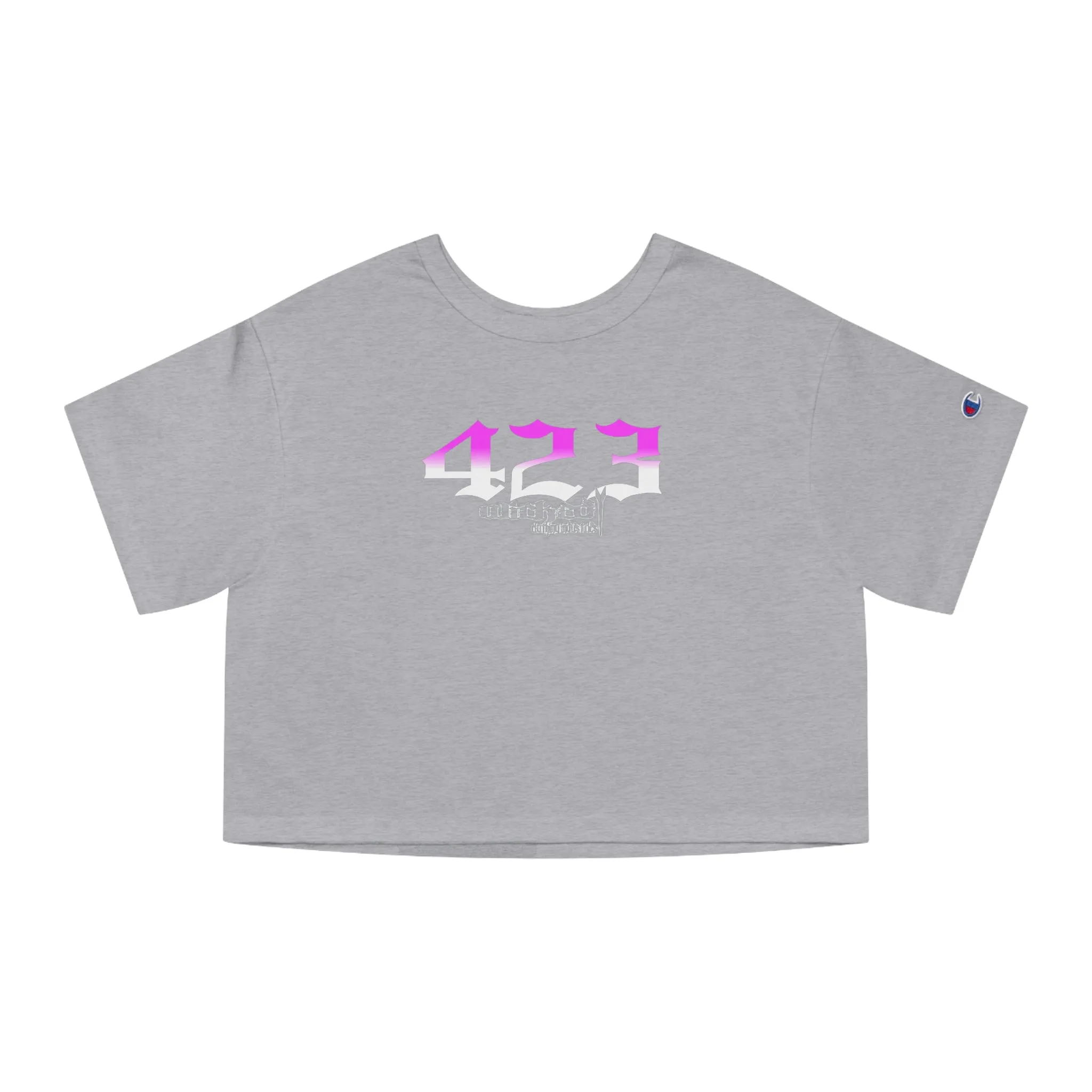 423 Hot Pink & White/ Cropped T-Shirt