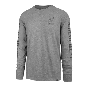 '47 Brand Miami HEAT Triple Down Grey Long Sleeve Tee