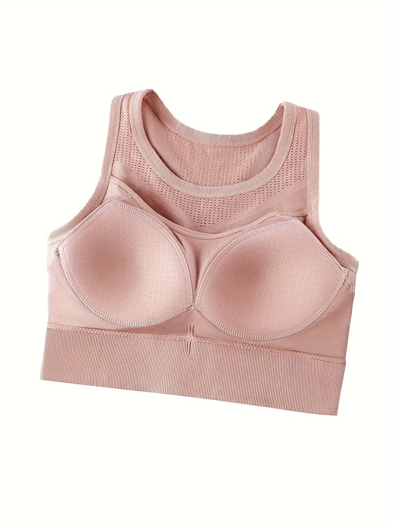 4pcs Solid Jacquard Wireless Tank Bra, Sporty Comfy Push Up Anti Sagging Bra, Women's Lingerie & Underwear