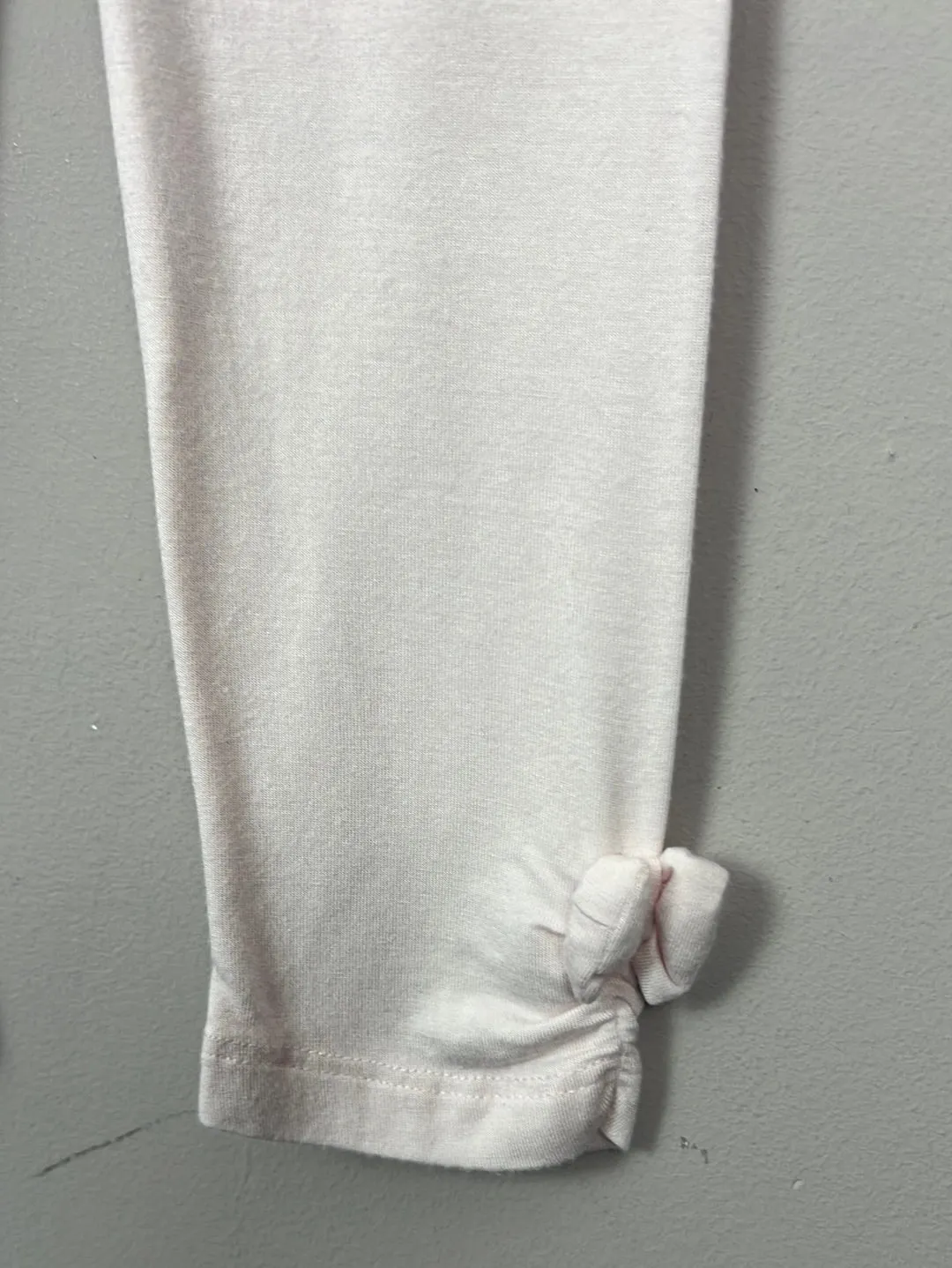4y Lili Gaufrette palest pink bow leggings