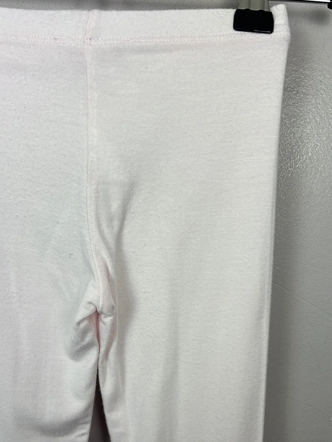 4y Lili Gaufrette palest pink bow leggings