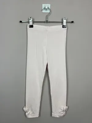 4y Lili Gaufrette palest pink bow leggings