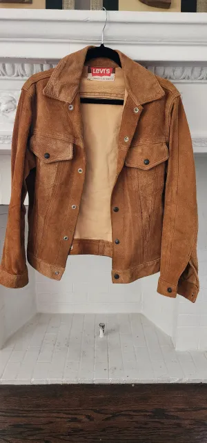 60s Levi's Big E Suede Leather Trucker Jacket Western Motorcycle Rocker