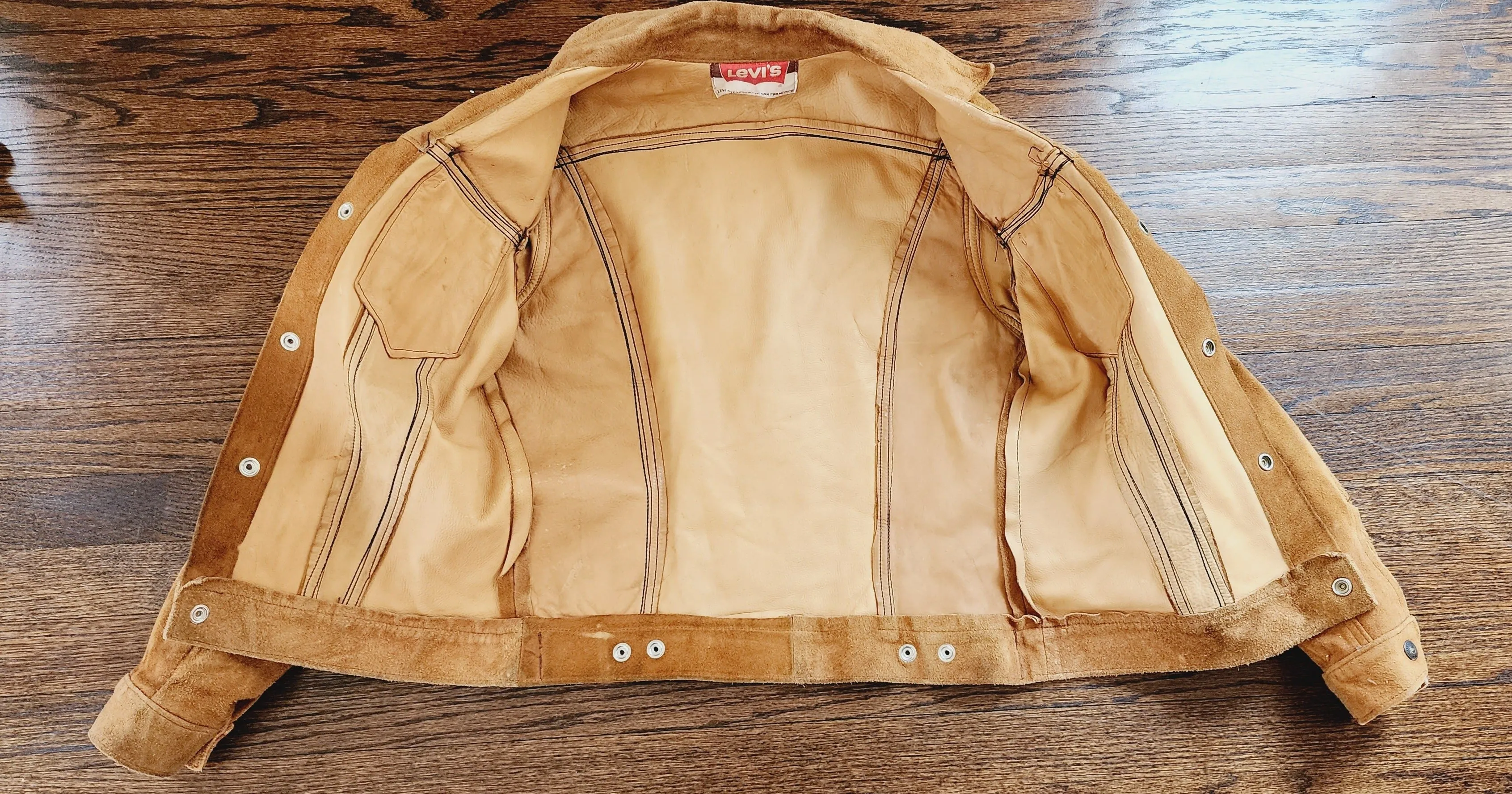 60s Levi's Big E Suede Leather Trucker Jacket Western Motorcycle Rocker