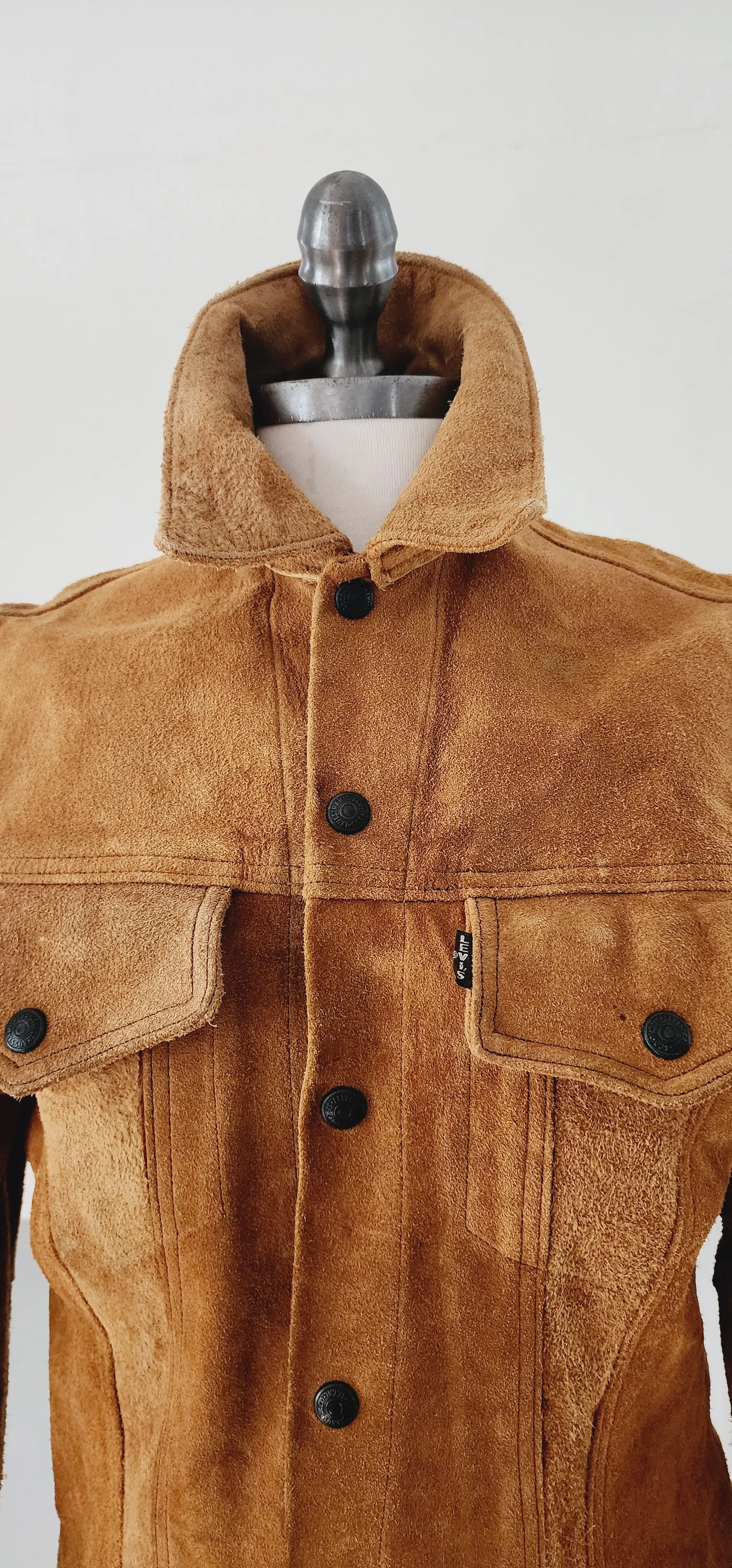 60s Levi's Big E Suede Leather Trucker Jacket Western Motorcycle Rocker