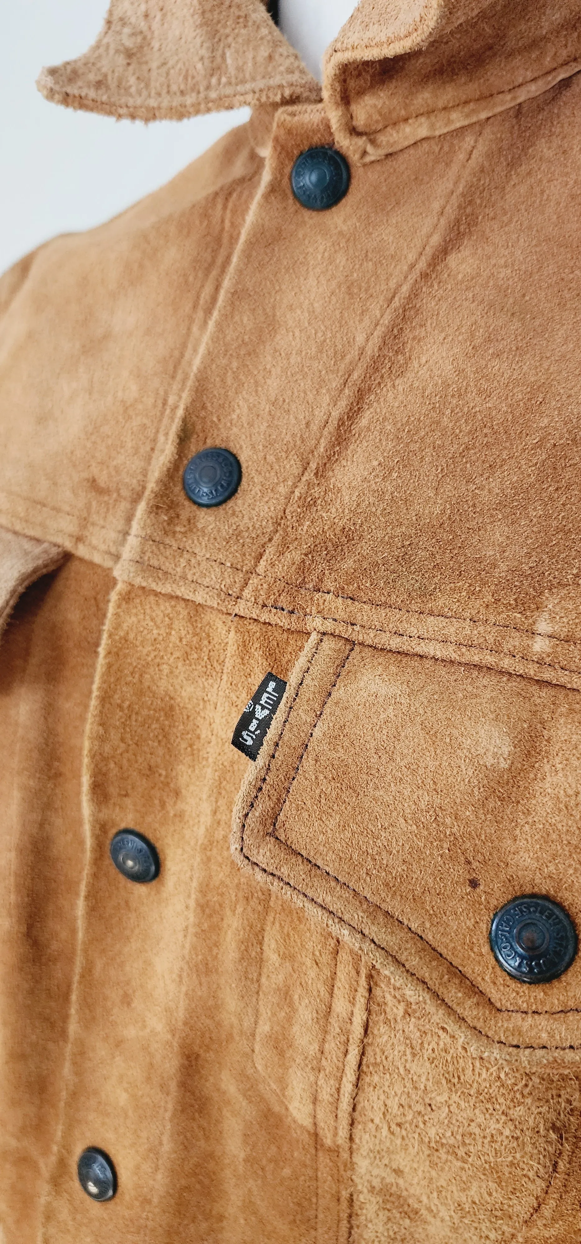 60s Levi's Big E Suede Leather Trucker Jacket Western Motorcycle Rocker