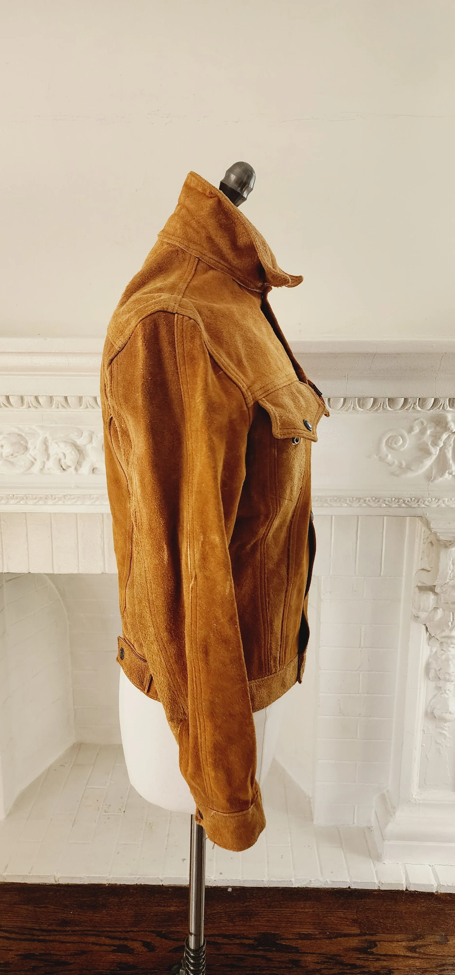 60s Levi's Big E Suede Leather Trucker Jacket Western Motorcycle Rocker