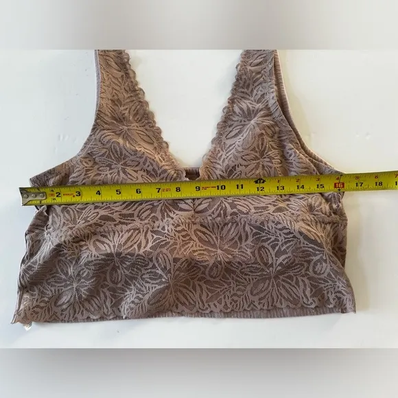 Aerie Ribbed Firework Lace Longline Bralette w/ Built-in Bra Sz XL