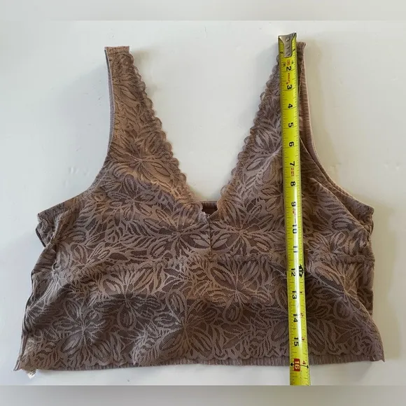 Aerie Ribbed Firework Lace Longline Bralette w/ Built-in Bra Sz XL