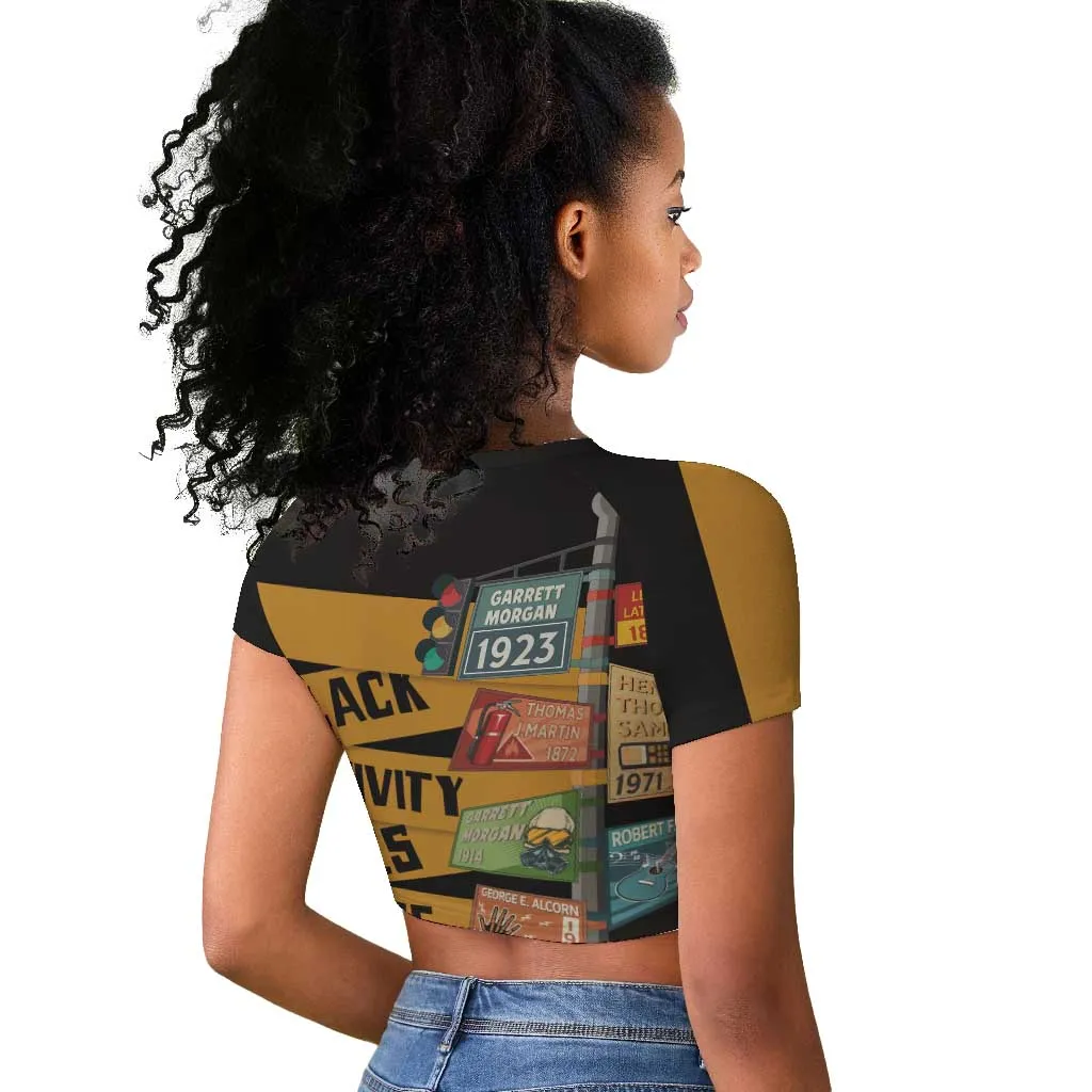 African Creativity Raglan Cropped T shirt Black Creativity Rules The World DT03