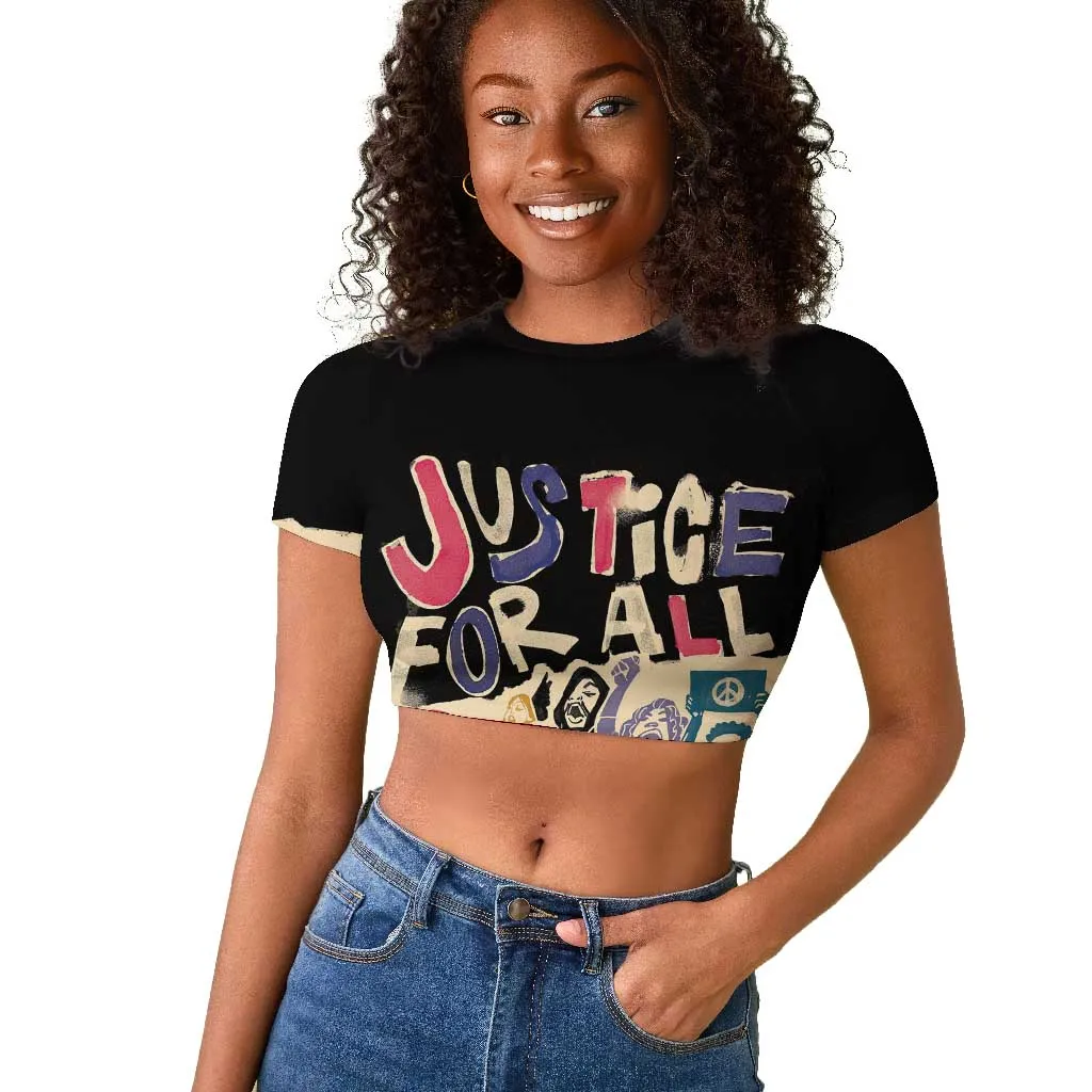 African Stand Firm Raglan Cropped T shirt Justice For All DT03