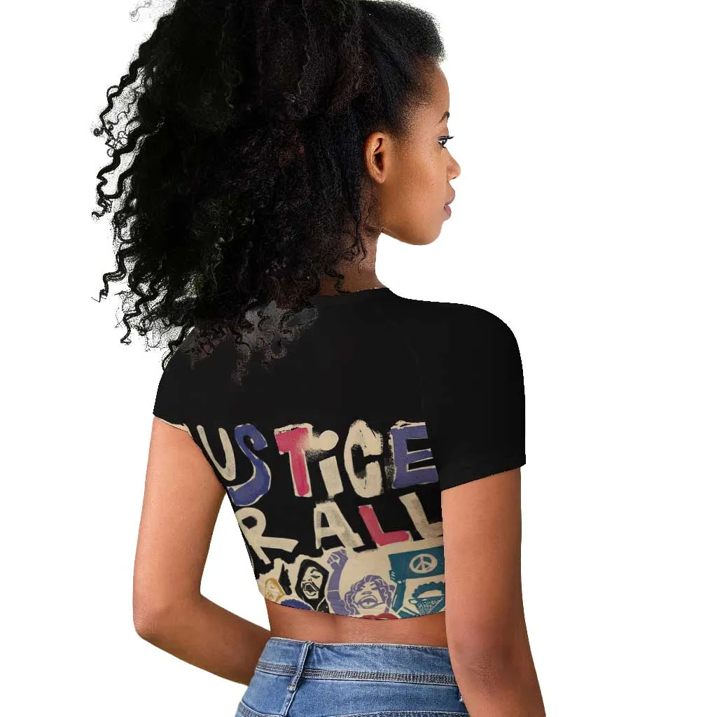 African Stand Firm Raglan Cropped T shirt Justice For All DT03