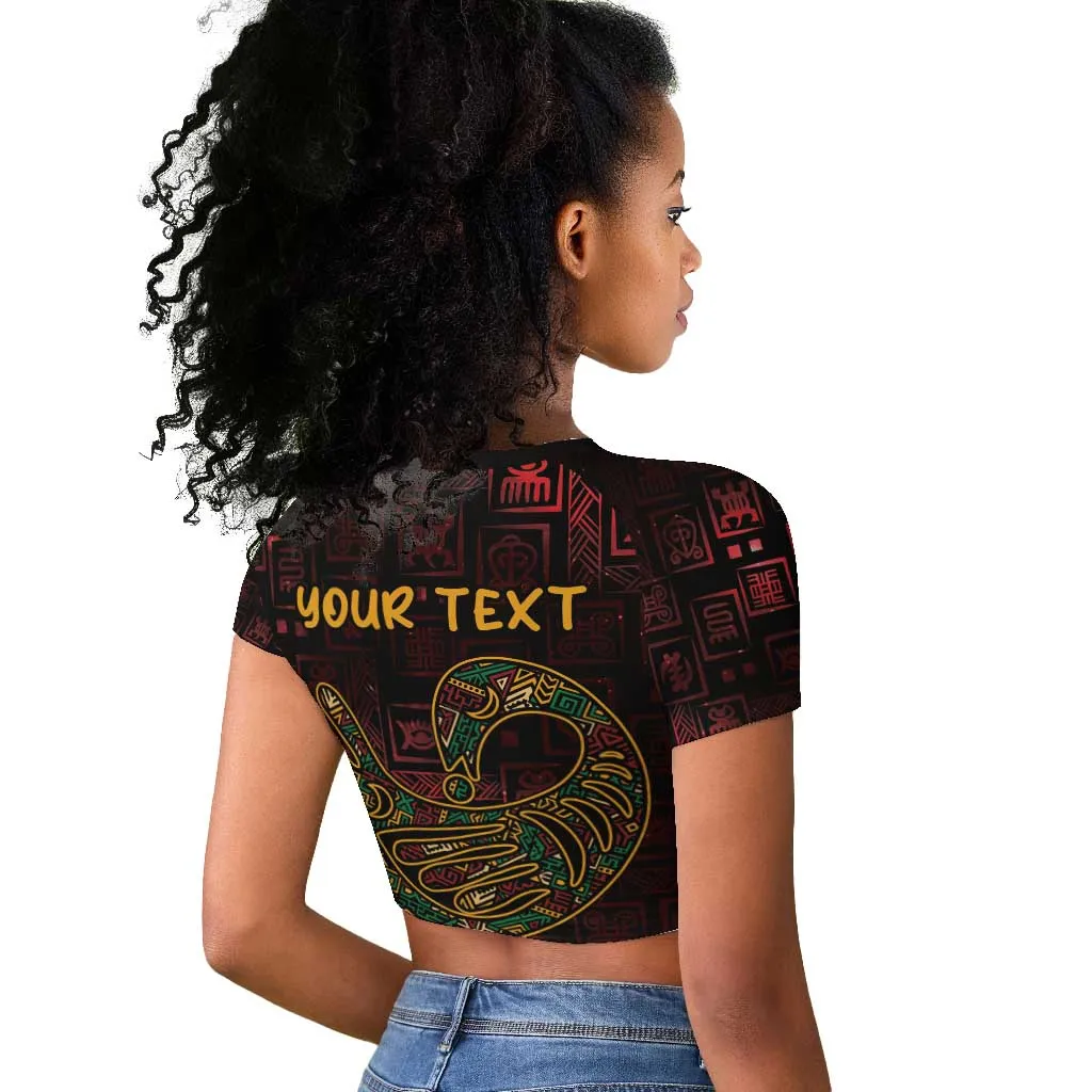 Afro-American Culture Raglan Cropped T shirt Adinkra Sankofa Bird - Cosmic Red LT7