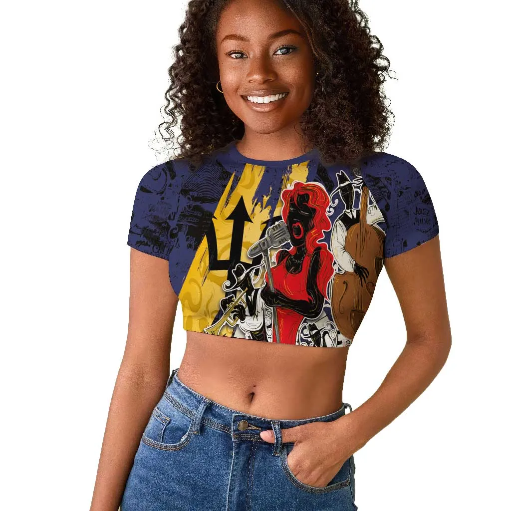 Afro-Barbados Jazz Festival Raglan Cropped T shirt Abstract Jazz Art LT03