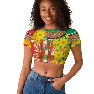 Afro Ethiopian New Year Raglan Cropped T shirt Enkutatash Adey Abeba Flower Art LT9