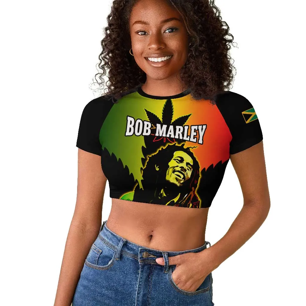 Afro Jamaica Legend Bob Raglan Cropped T shirt The King Of Reggae LT14