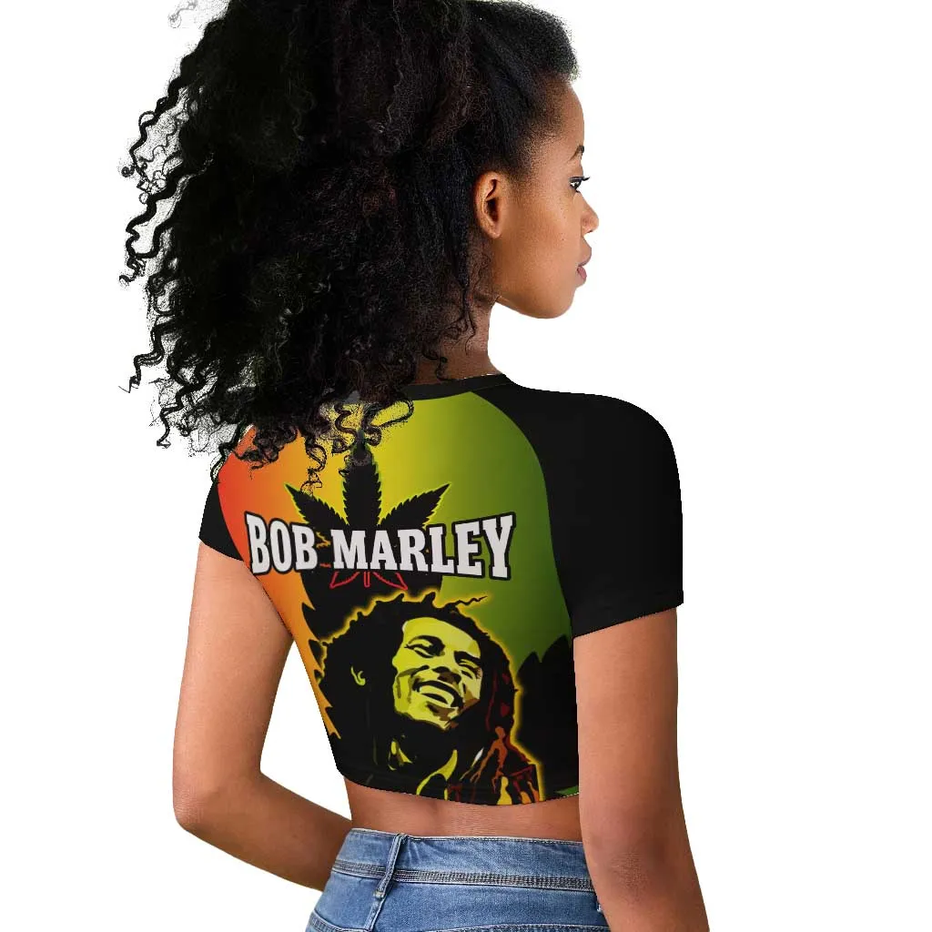 Afro Jamaica Legend Bob Raglan Cropped T shirt The King Of Reggae LT14