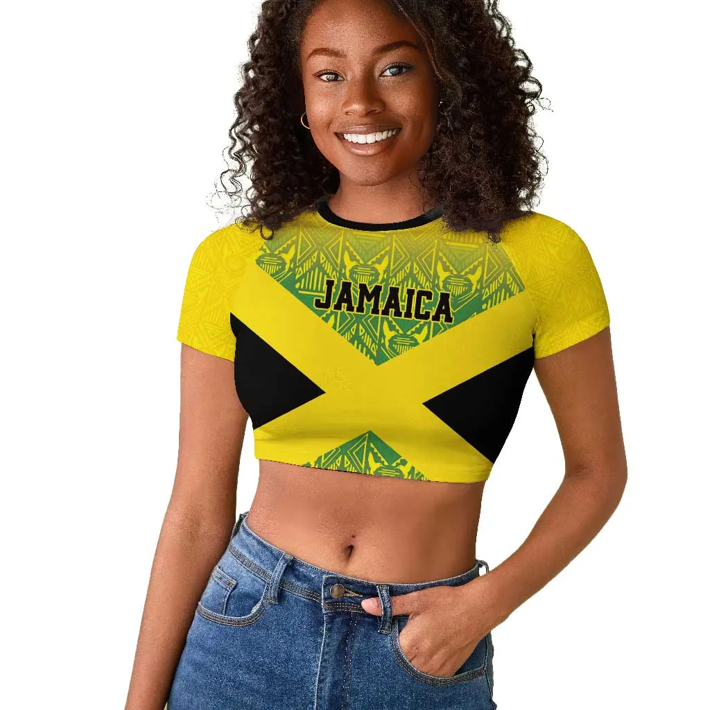 Afro-Jamaicans Custom Raglan Cropped T shirt Reggae Boyz With Traditional Pattern LT9