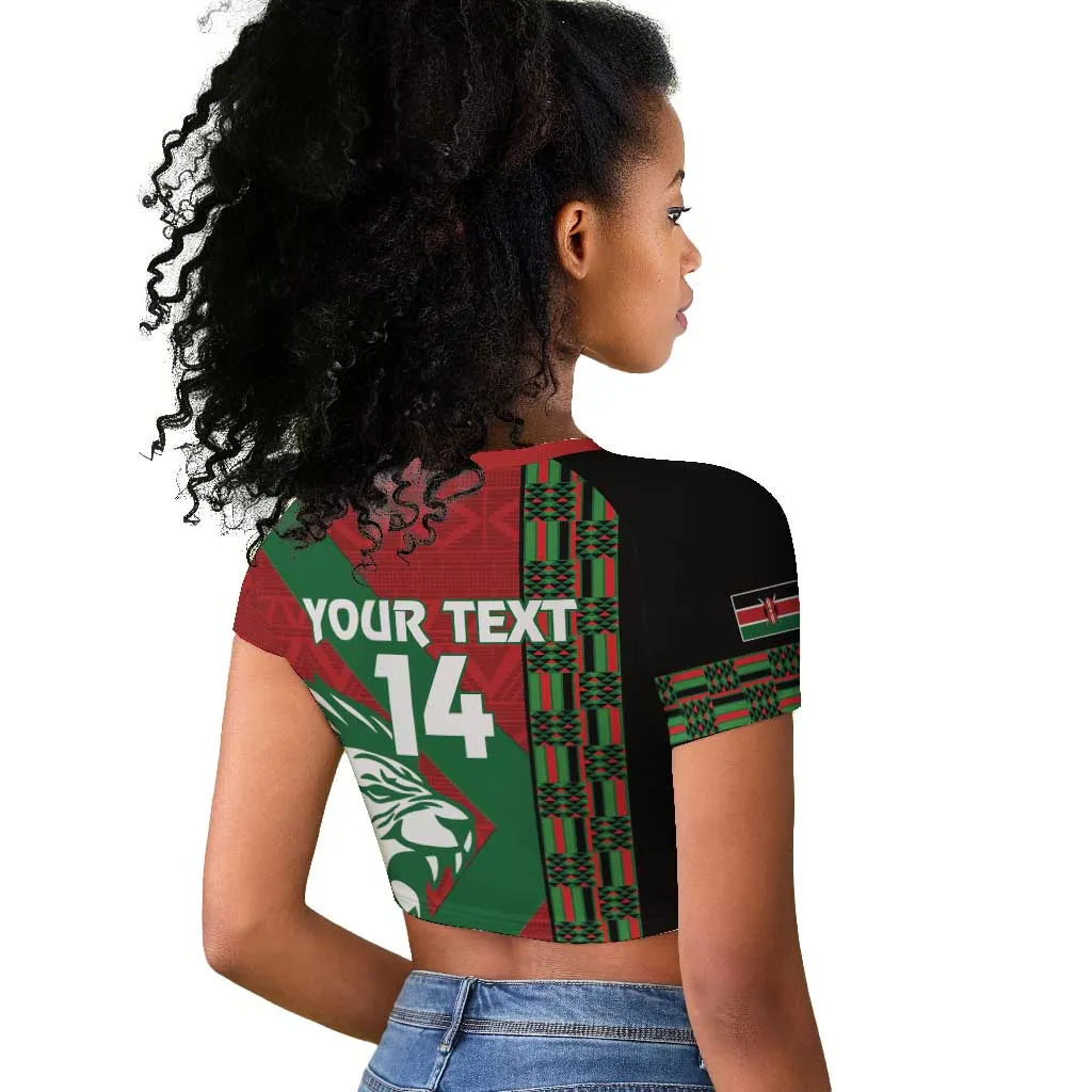 Afro Kenya Rugby Custom Raglan Cropped T shirt Go Lionesses - African Pattern LT14
