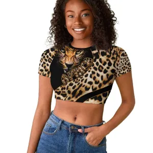 Afro Leopard Skin Pattern Raglan Cropped T shirt Version 01 LT9