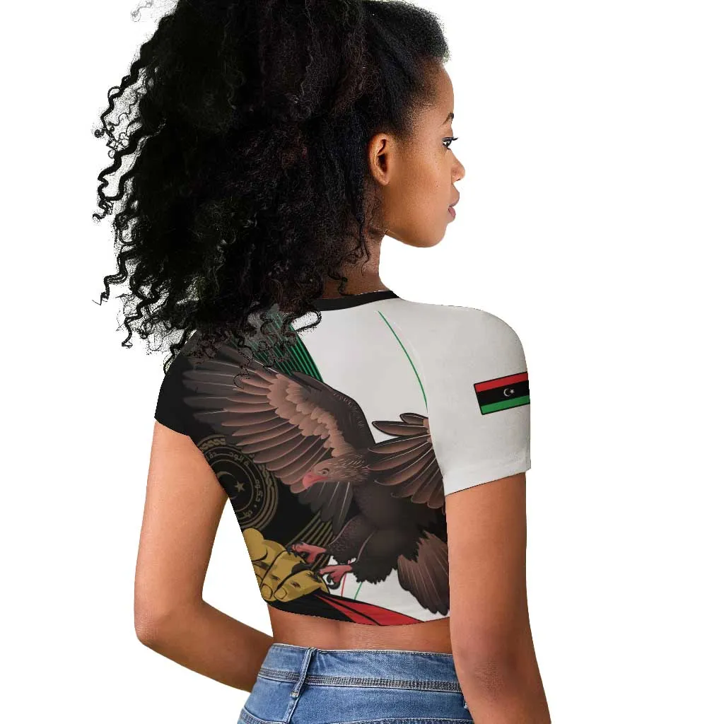 Afro Libya Raglan Cropped T shirt Arabian Eagle - Independence Day LT15