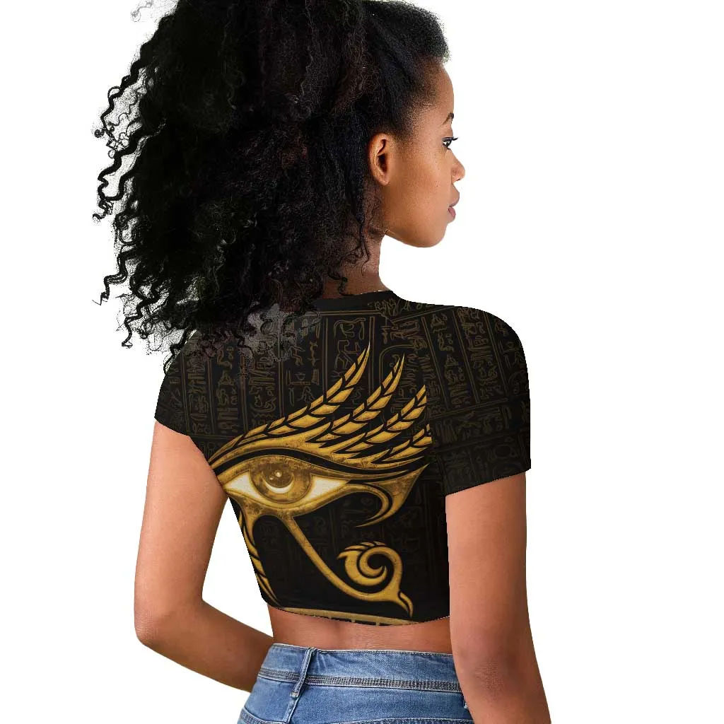 Ancient Egypt Gold Intricate Raglan Cropped T shirt Eye of Horus LT7