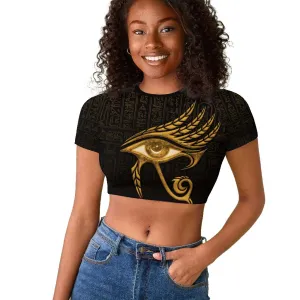 Ancient Egypt Gold Intricate Raglan Cropped T shirt Eye of Horus LT7