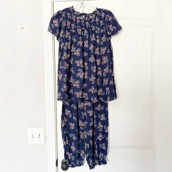 Anthropologie Darcy Smocked Sleep Top and Sweet Dreams Harem Sleep Pants Set
