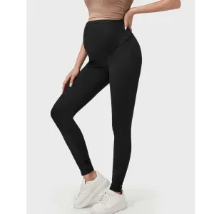 BASICS Maternity Wide Waistband Solid Leggings