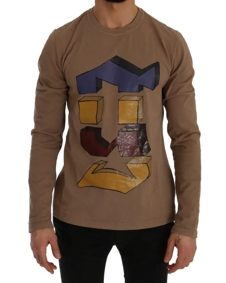 Beige Motive Brand Long Sleeve T-Shirt Sweater
