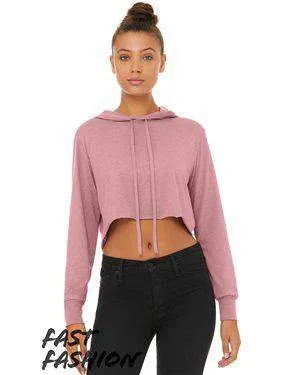 Bella   Canvas Women's Crop Long Sleeve Hoodie T-Shirt - 8512
