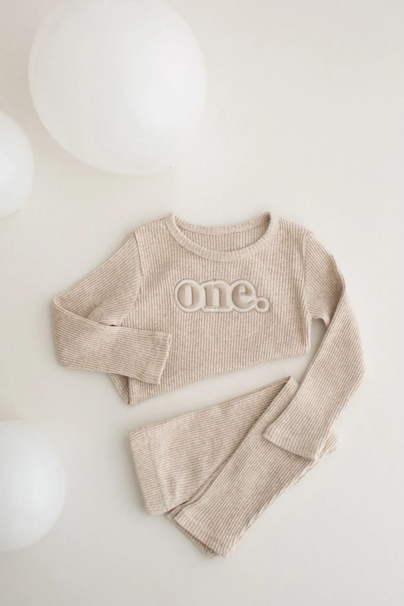 Birthday Oatmeal Ribbed Sets - Bubble Embroidery