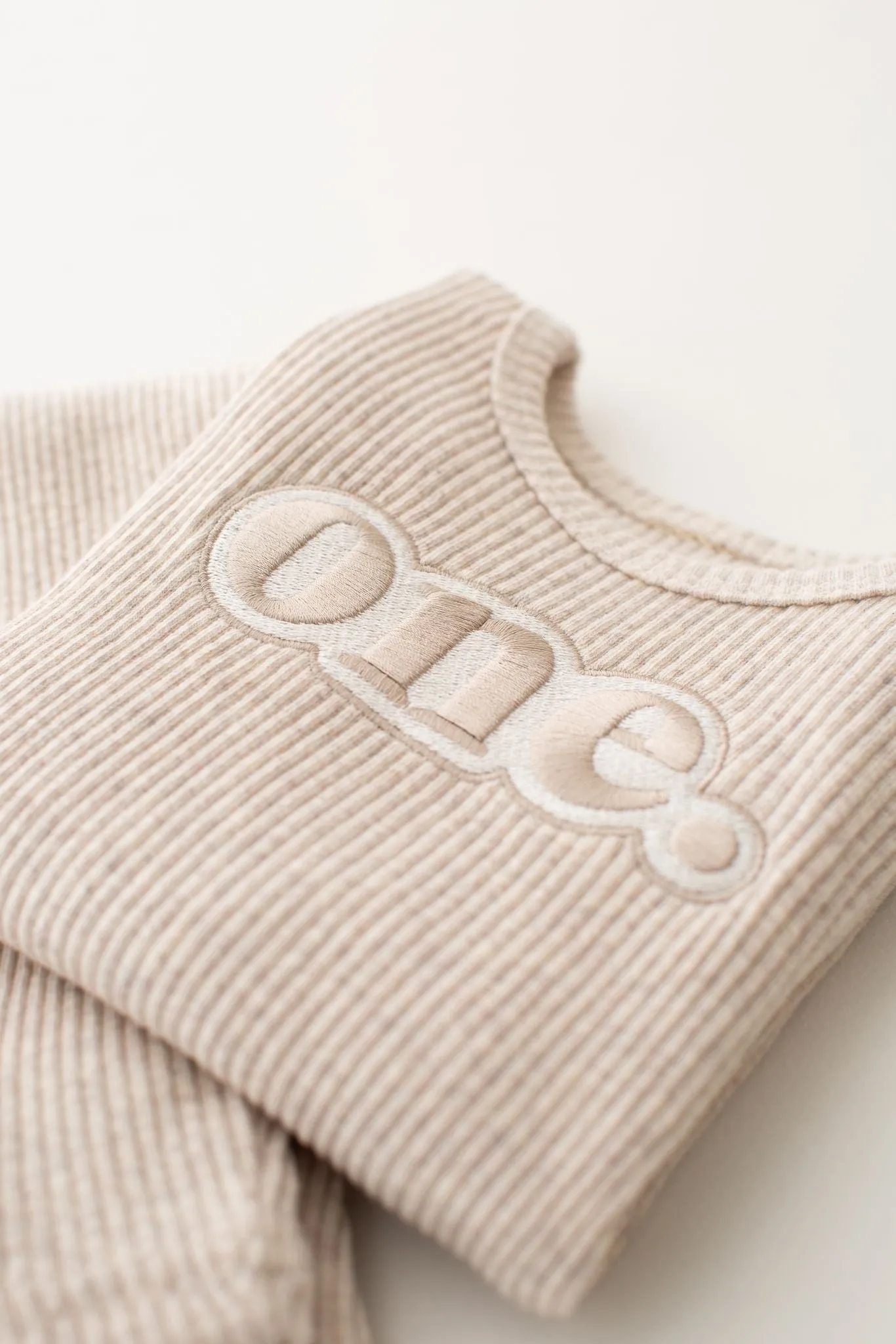 Birthday Oatmeal Ribbed Sets - Bubble Embroidery