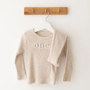 Birthday Oatmeal Ribbed Sets - Bubble Embroidery