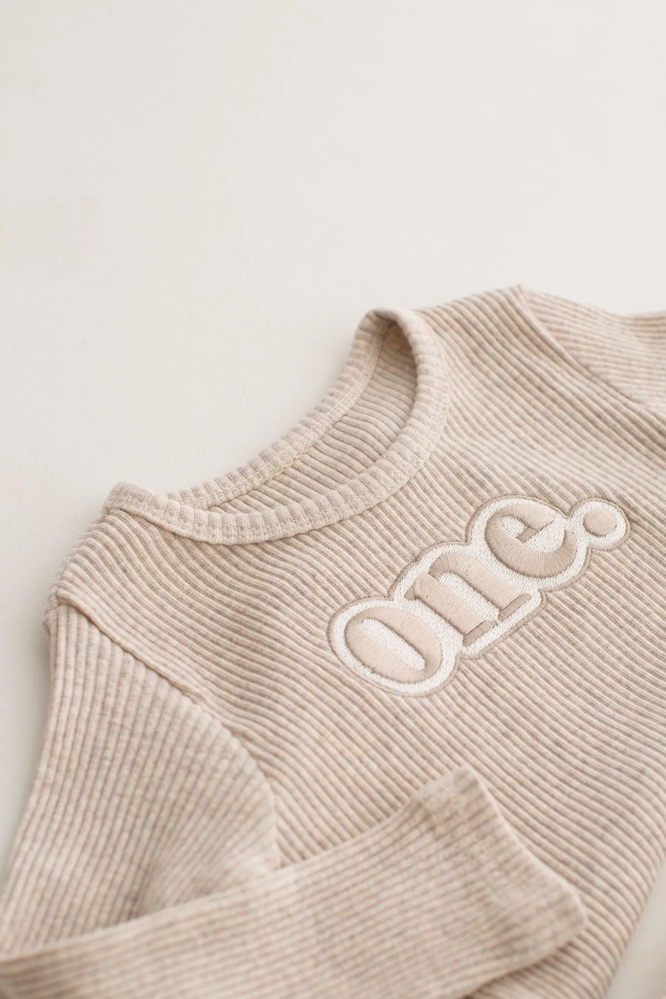 Birthday Oatmeal Ribbed Sets - Bubble Embroidery