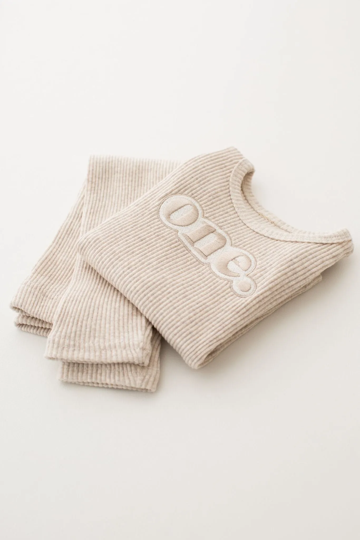 Birthday Oatmeal Ribbed Sets - Bubble Embroidery