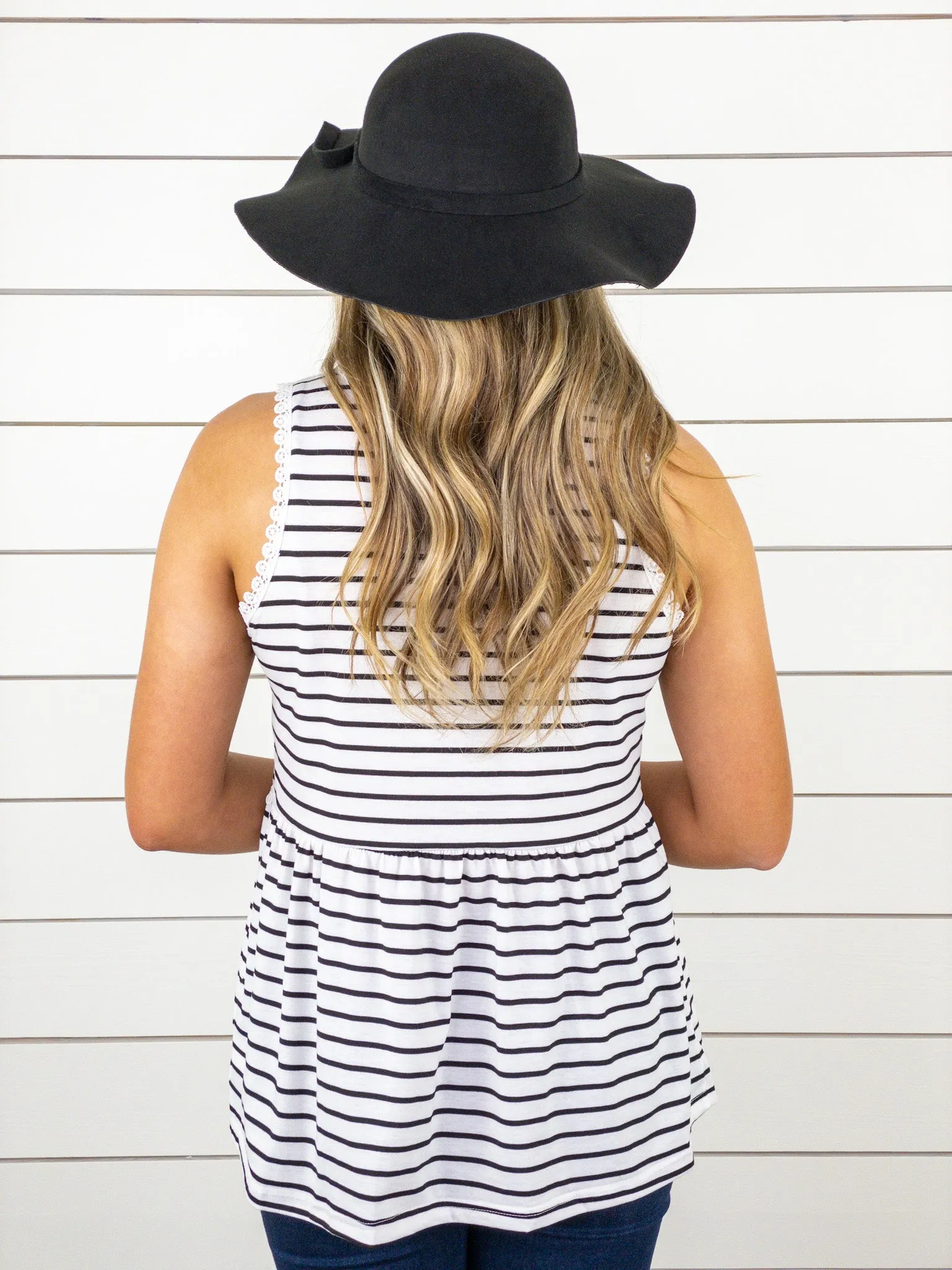 Black and White Striped Baby Doll Tank--Restocked!!!