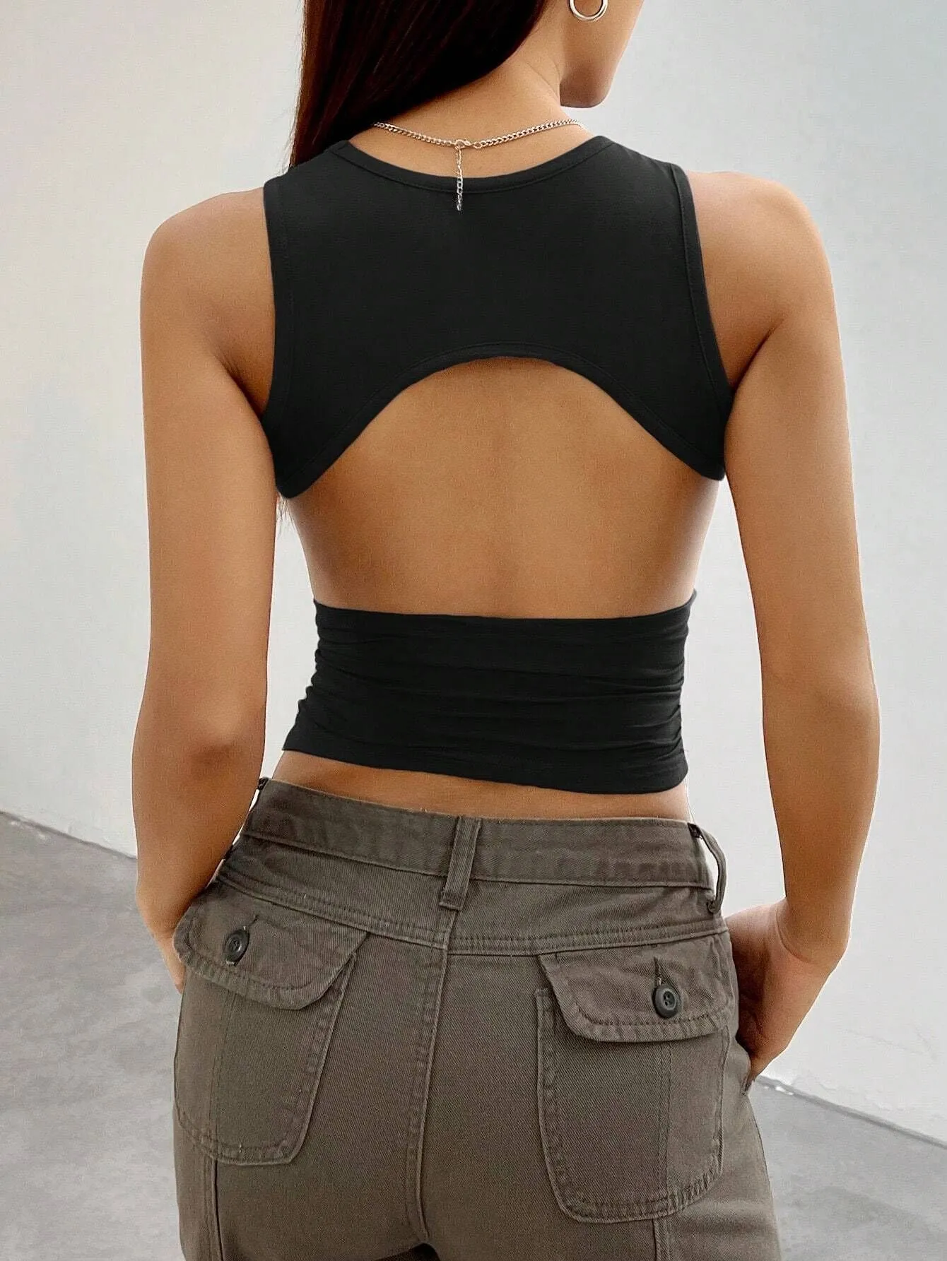 Black Cut Out Tank Top