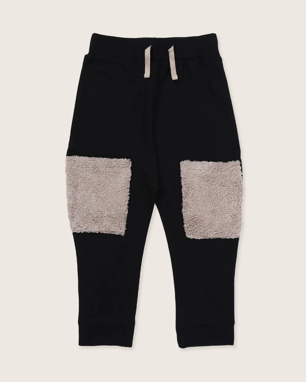 Black Fur Applique Joggers