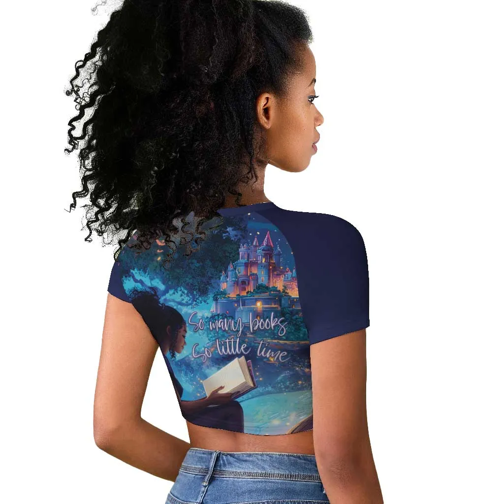 Black Girls Book Lovers Raglan Cropped T shirt So Many Books - So Little Time LT15