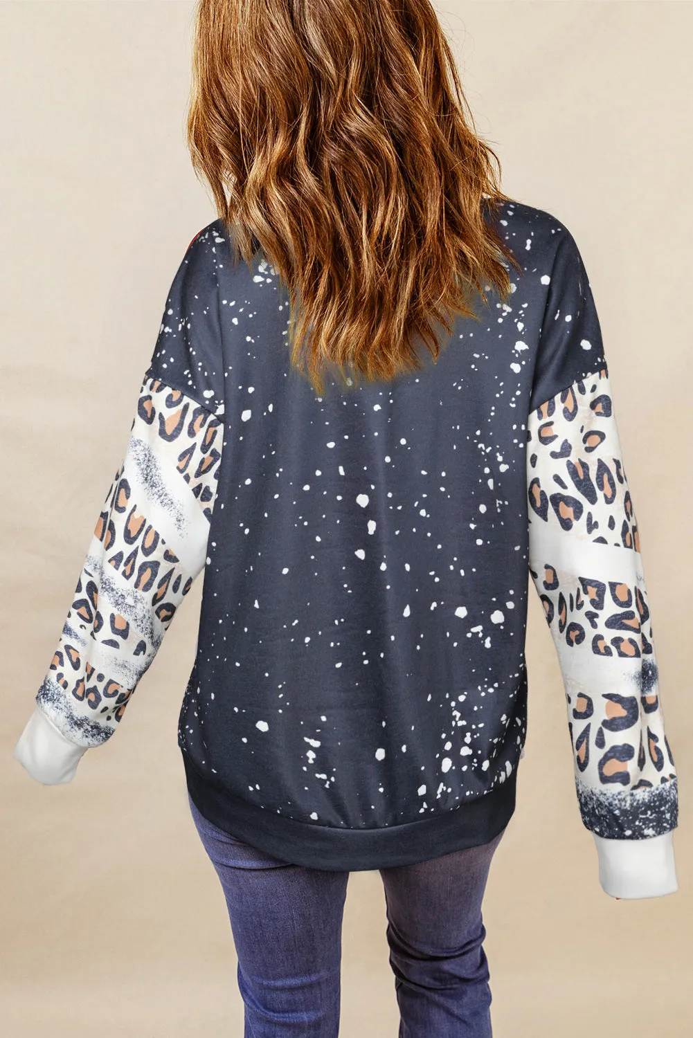 Black Lightning MAMA Graphic Leopard Bleached Sweatshirt