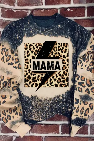 Black Lightning MAMA Graphic Leopard Bleached Sweatshirt