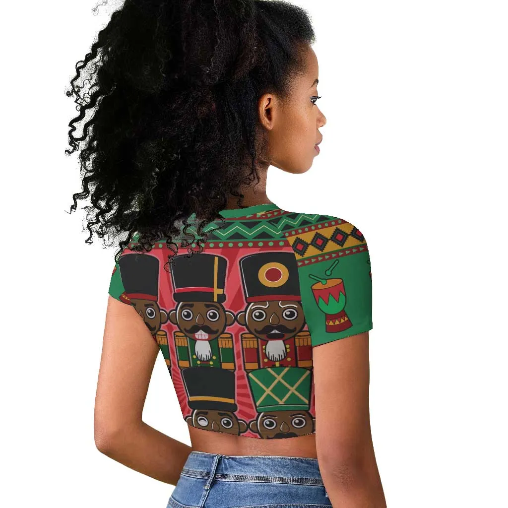 Black Nutcrackers Raglan Cropped T shirt Afro Christmas DT03