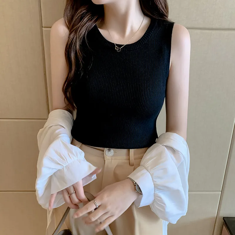 Black Wide Strapped Tank Top