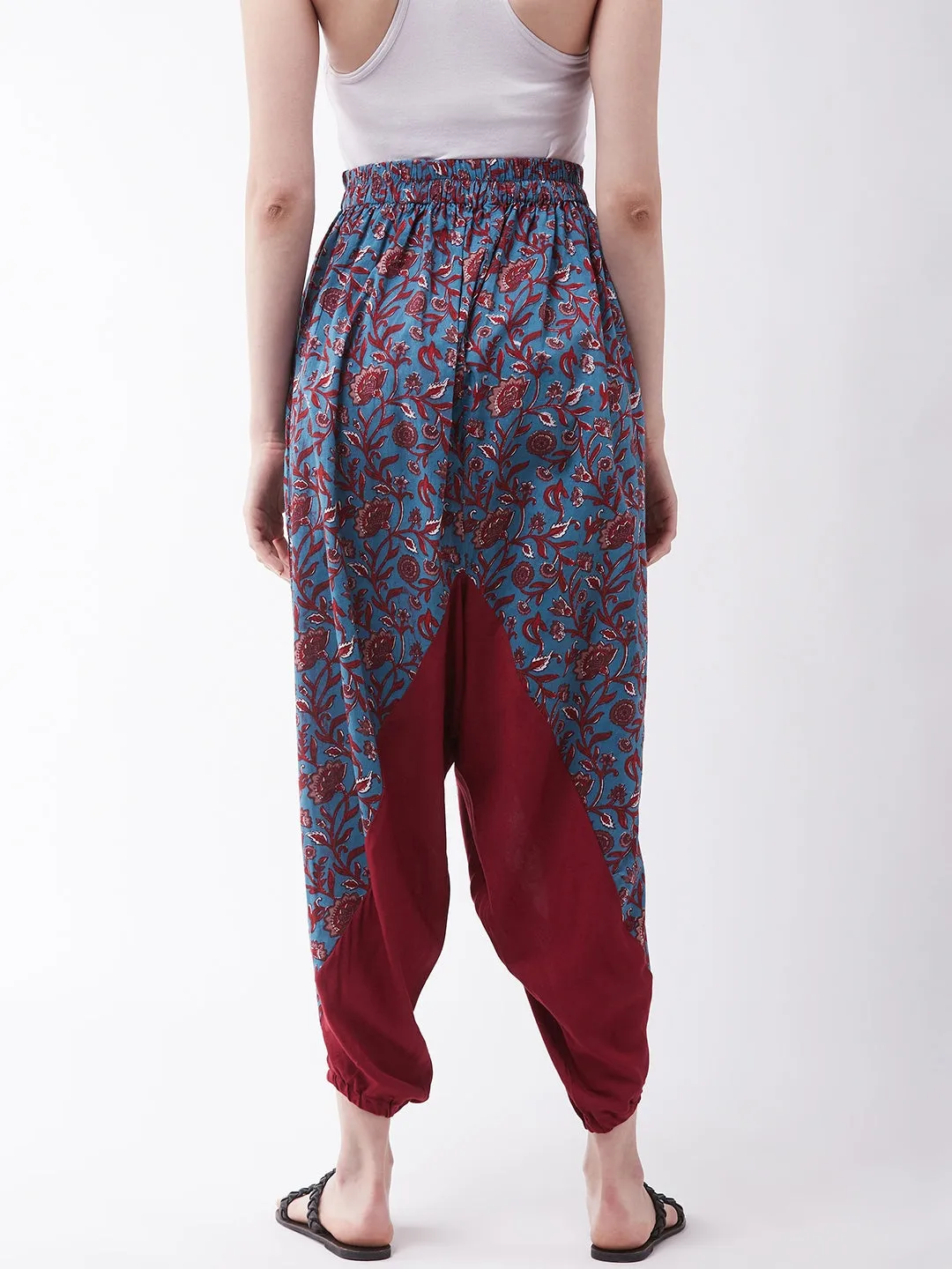 Blue-Maroon Kalamkari Harem Pant