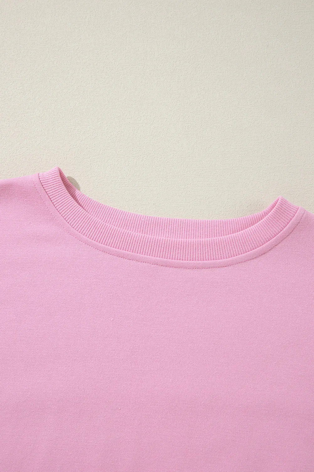Bonbon Color Block Exposed Seam Side Slits Crewneck Sweatshirt