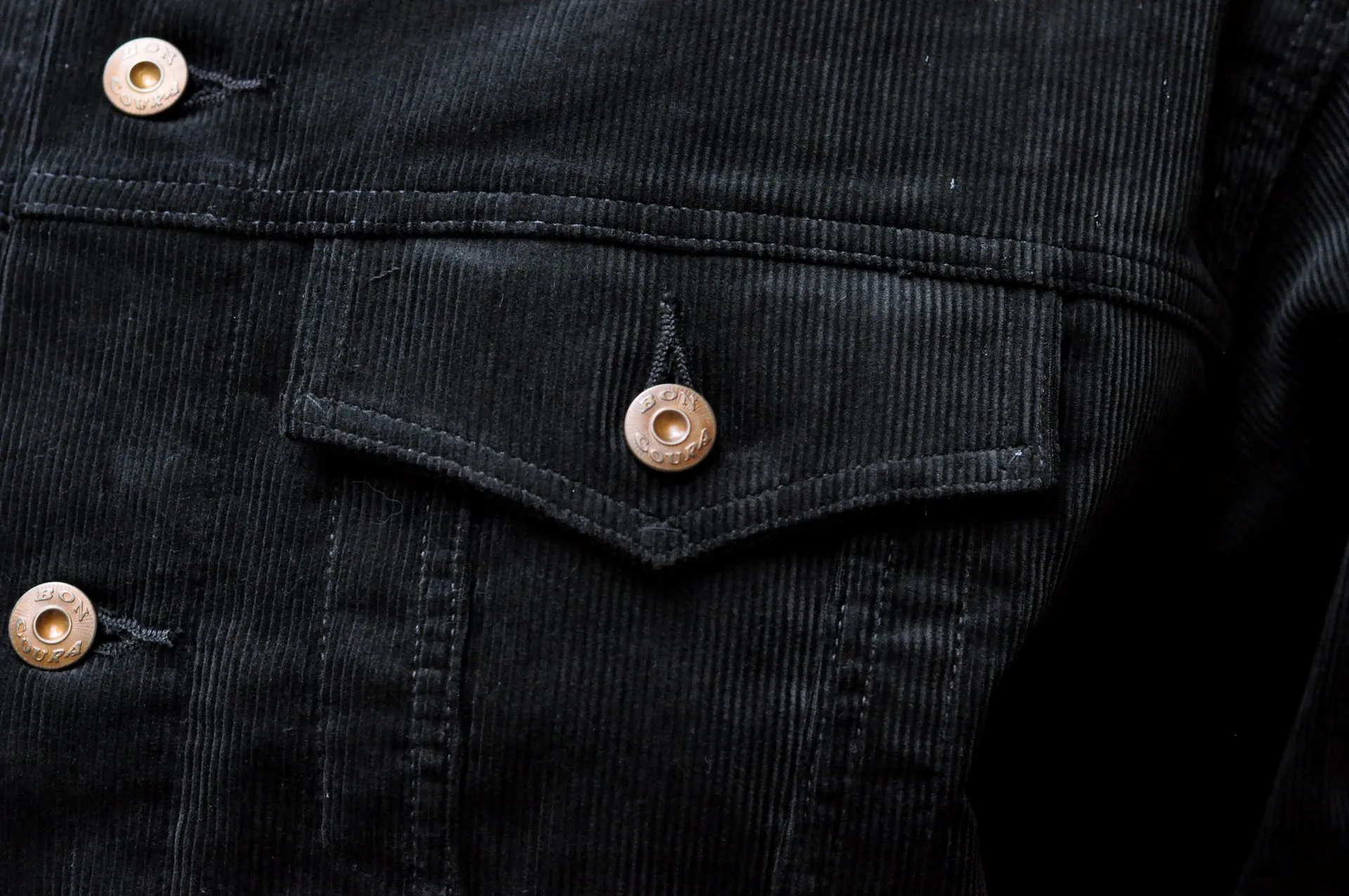 Boncoura Heavyweight Corduroy Trucker Jacket (Black)