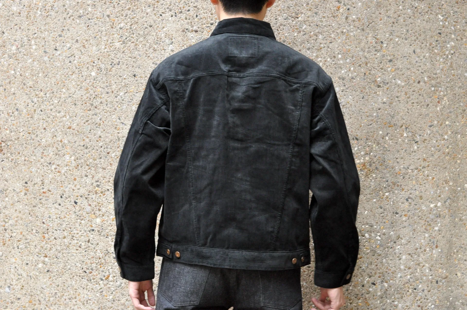 Boncoura Heavyweight Corduroy Trucker Jacket (Black)